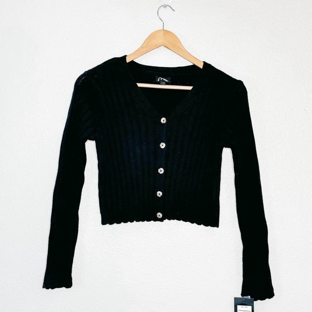 NEW Art Class Girls' Ribbed Cardigan Girls XL (14) in Black